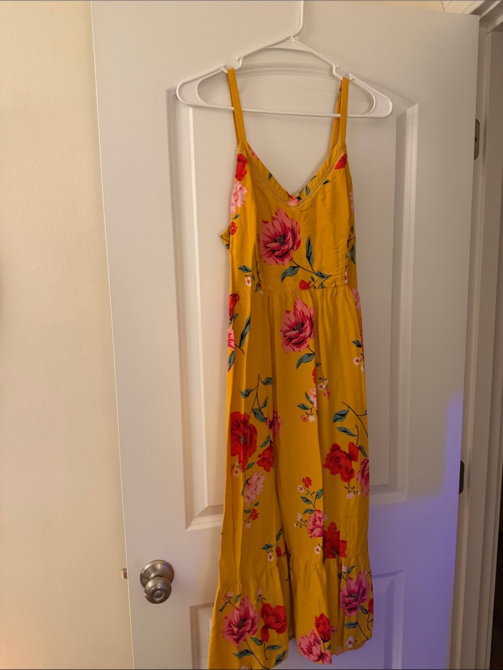 Old Navy Yellow Floral Maxi Dress with Spaghetti Straps